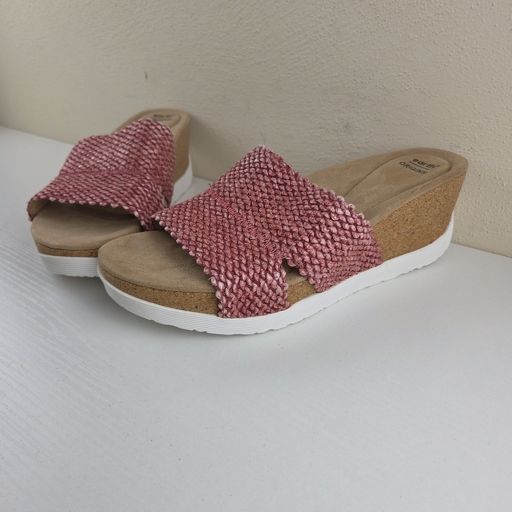 Earth Origins Tonga Tiarah Wedge Sandals Red Woven Comfort Women's Size 11 M